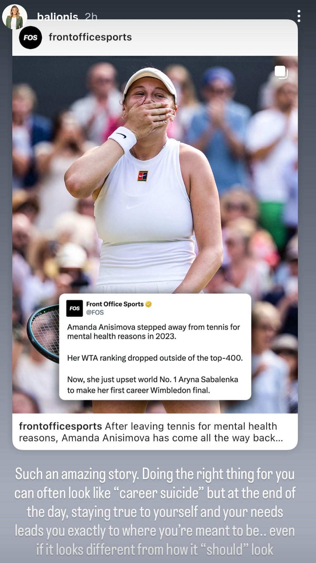 Screenshot of Amanda Balionis' Story | Source- @balionis on Instagram
